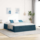 vidaXL Ottomán ágykeret matracokkal sötétkék 180x200cm bársony