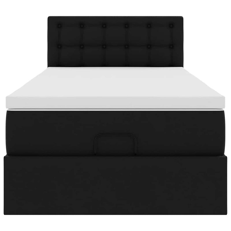 vidaXL fekete műbőr ottomán ágy matraccal 80x200cm