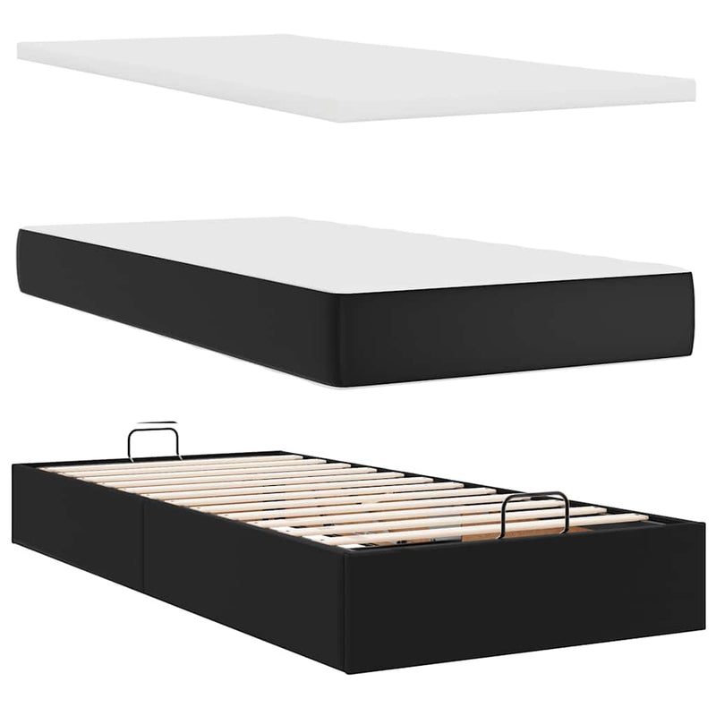 vidaXL fekete műbőr ottomán ágy matraccal 80x200cm
