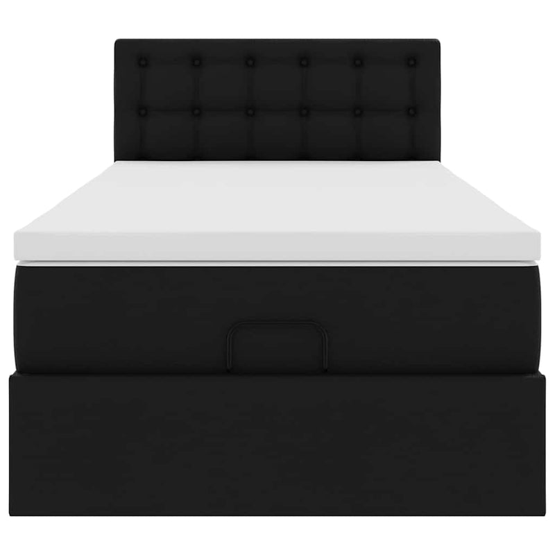vidaXL fekete műbőr ottomán ágy matraccal 90x200cm