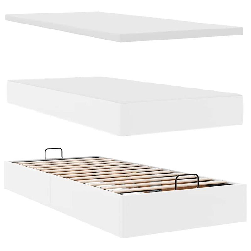 vidaXL fehér műbőr ottomán ágy matraccal 100x200cm
