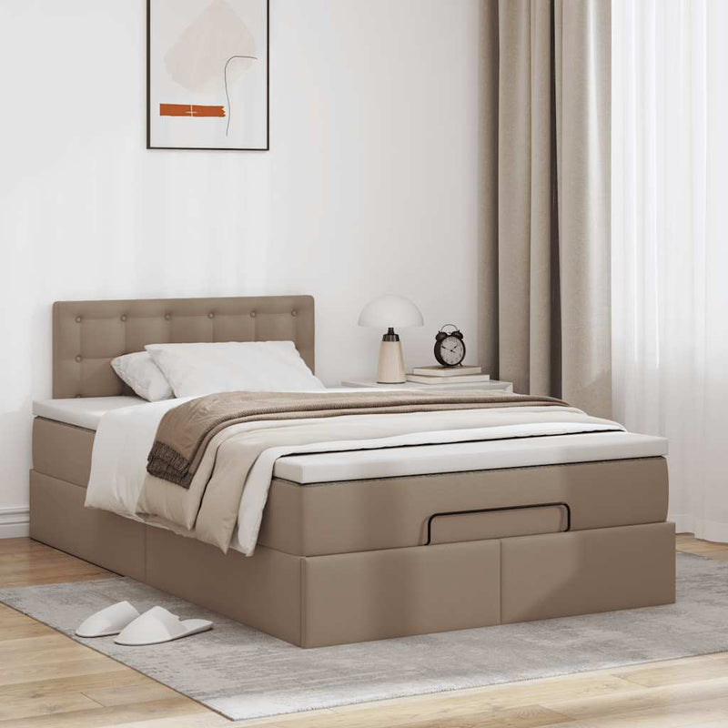 vidaXL Ottomán ágykeret matraccal Cappucino 120x190 cm műbőrrel