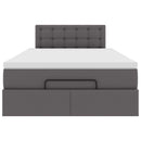 vidaXL Ottomán ágykeret matraccal Szürke 120x200cm műbőrrel