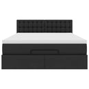 vidaXL Ottomán ágykeret matraccal fekete 140x190cm műbőrrel