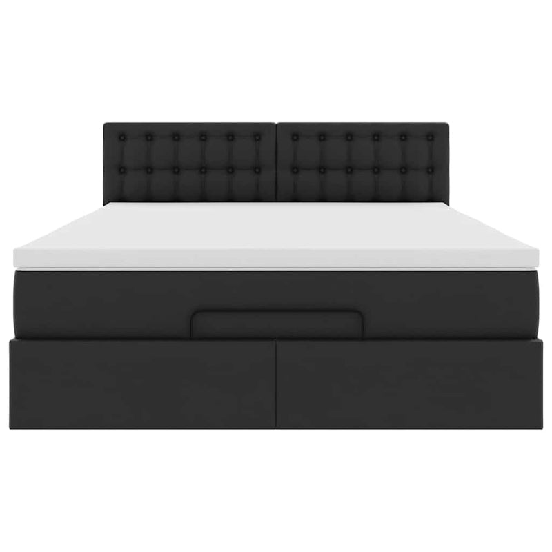 vidaXL Ottomán ágykeret matraccal fekete 140x190cm műbőrrel