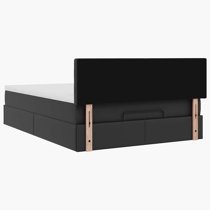 vidaXL Ottomán ágykeret matraccal fekete 140x190cm műbőrrel