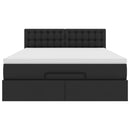 vidaXL Ottomán ágykeret matraccal Fekete 140x200cm műbőrrel