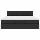 vidaXL Ottomán ágykeret matraccal Fekete 160x200cm műbőrrel