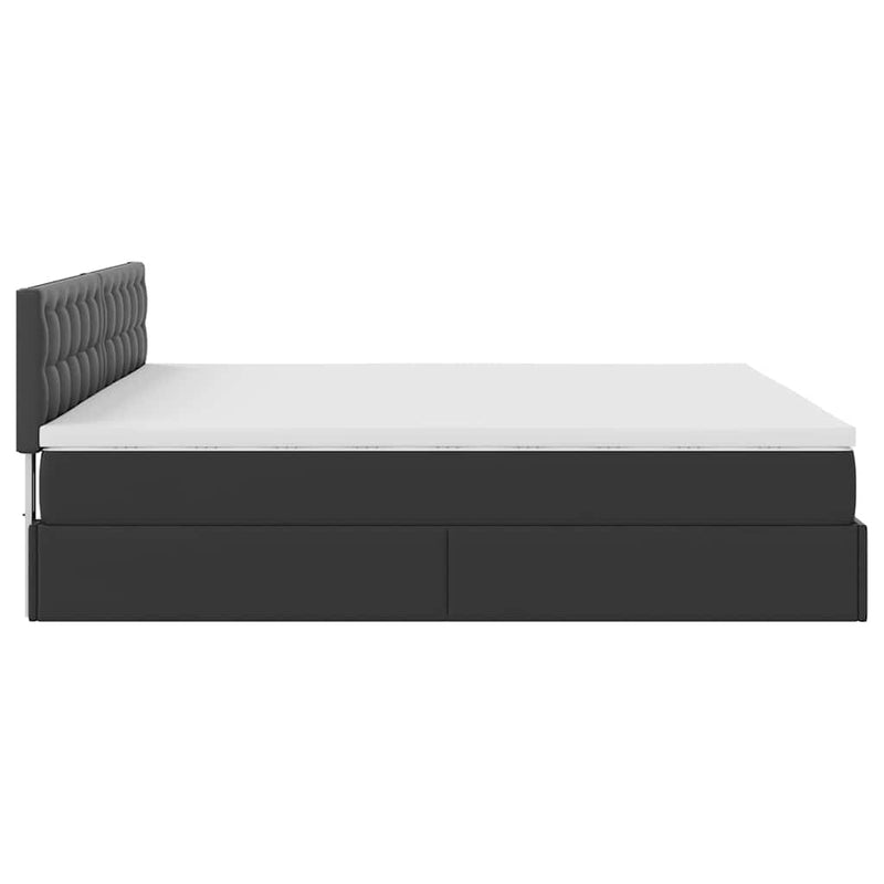 vidaXL Ottomán ágykeret matracokkal Fekete 200x200cm műbőr
