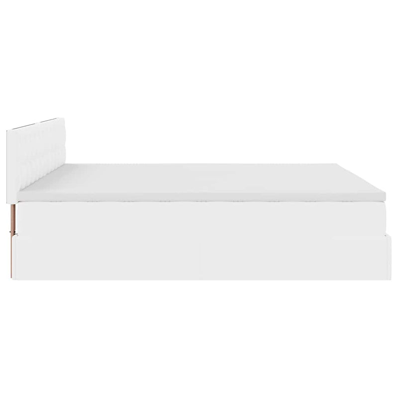 vidaXL Ottomán ágykeret matraccal Fehér 200x200cm műbőrrel