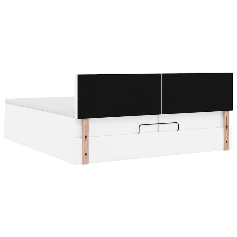 vidaXL Ottomán ágykeret matraccal Fehér 200x200cm műbőrrel