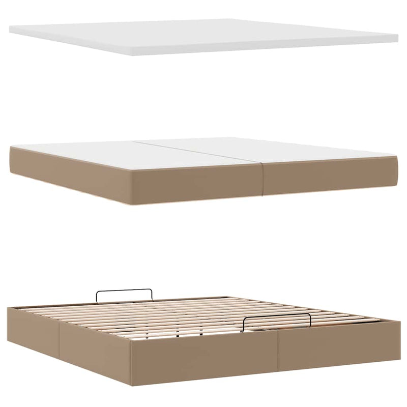 vidaXL Ottomán ágykeret matraccal Cappucino 200x200cm műbőrrel