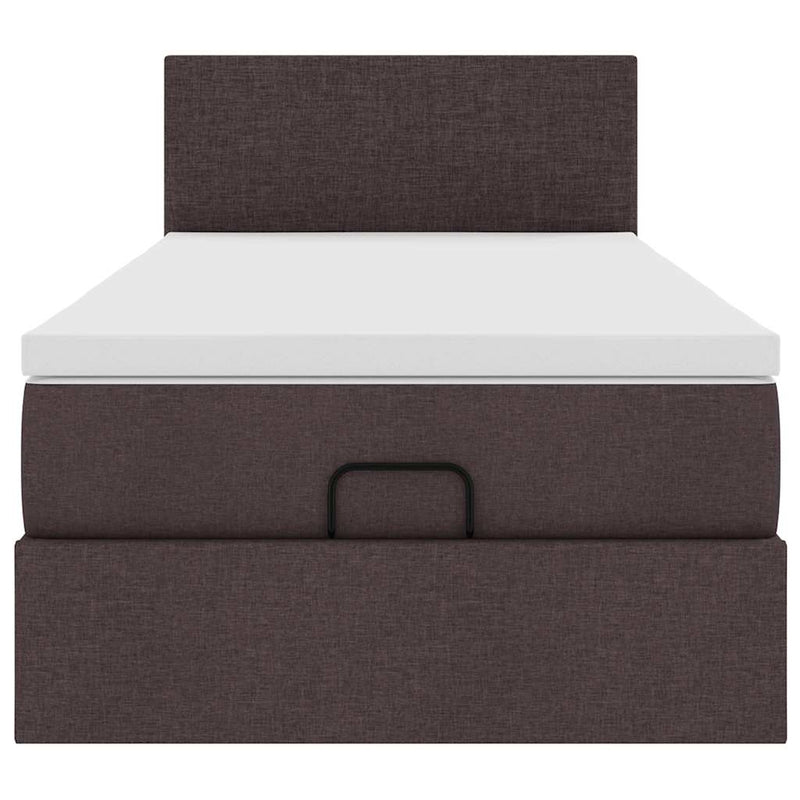 vidaXL Ottomán ágy matraccal sötétbarna 90x200 cm szövet