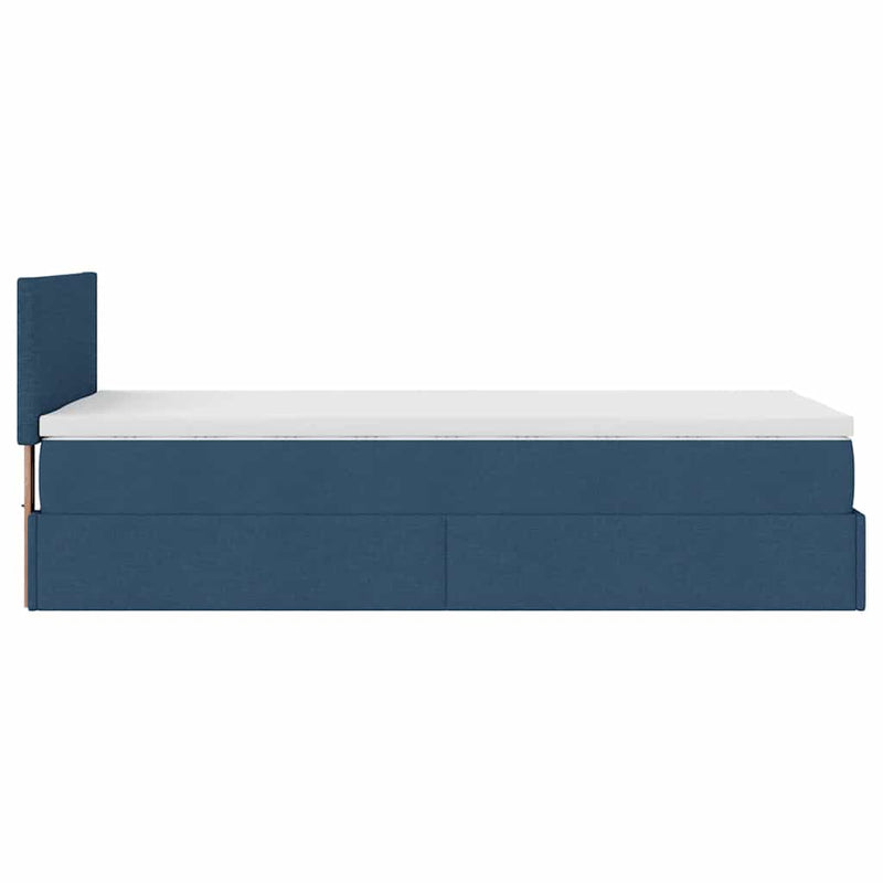 vidaXL Ottomán ágy matraccal kék 90x200 cm szövet