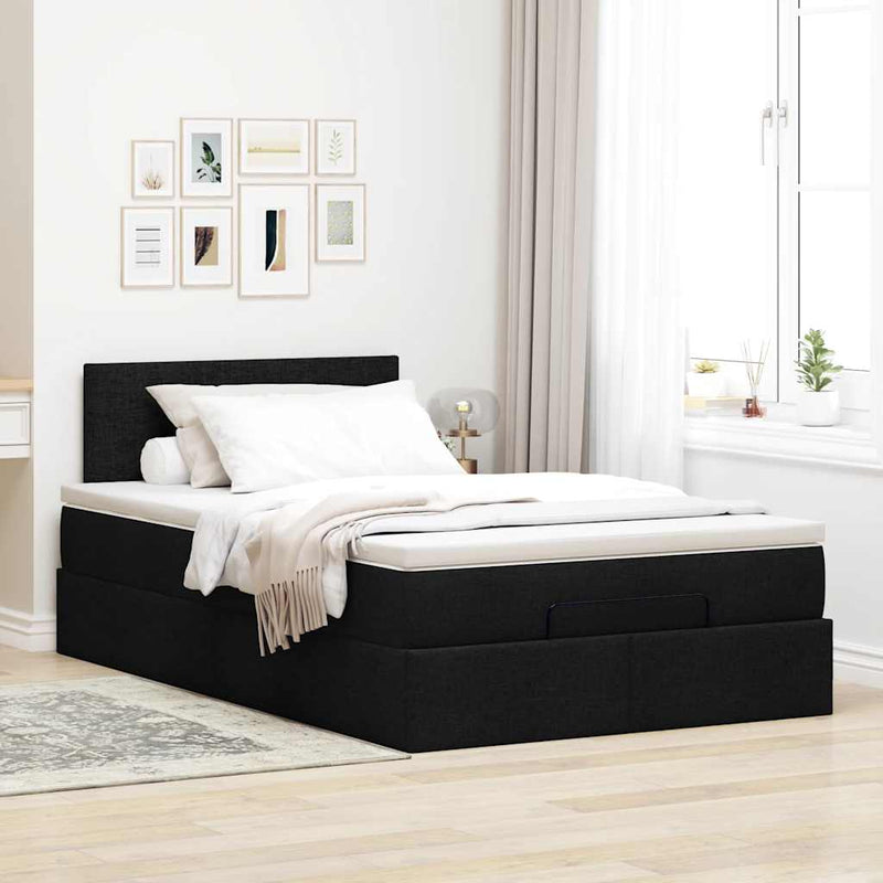 vidaXL Ottomán ágy matraccal fekete 120x190 cm szövet