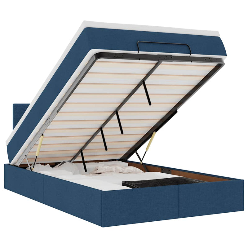vidaXL Ottomán ágy matraccal kék 120x200 cm szövet