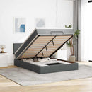 vidaXL Ottomán ágy matraccal sötétszürke 140x190 cm szövet