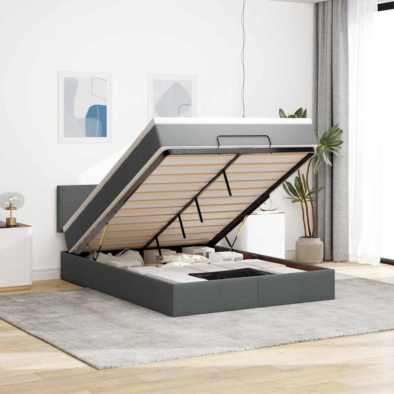 vidaXL Ottomán ágy matraccal sötétszürke 140x190 cm szövet