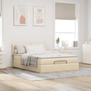 vidaXL Ottomán ágy matraccal krém 140x190 cm szövet
