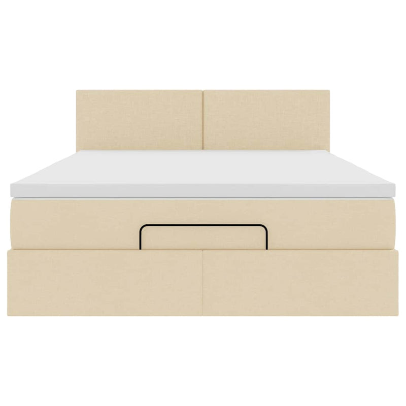 vidaXL Ottomán ágy matraccal krém 140x190 cm szövet