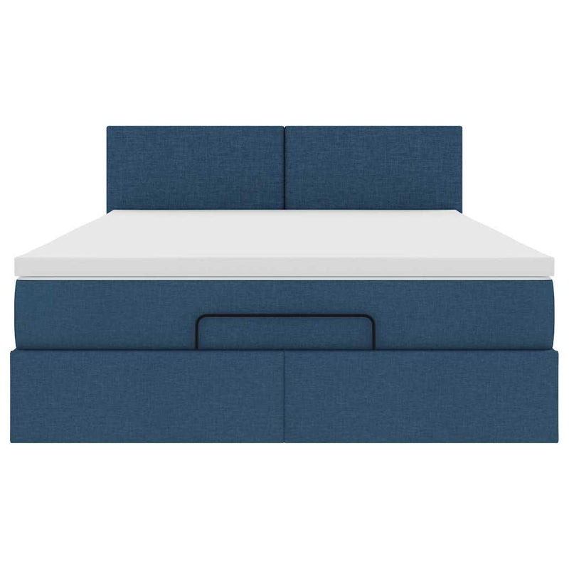 vidaXL Ottomán ágy matraccal kék 140x190 cm szövet