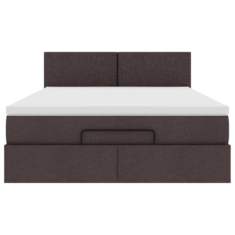 vidaXL Ottomán ágykeret matraccal sötétbarna 140x200cm szövet