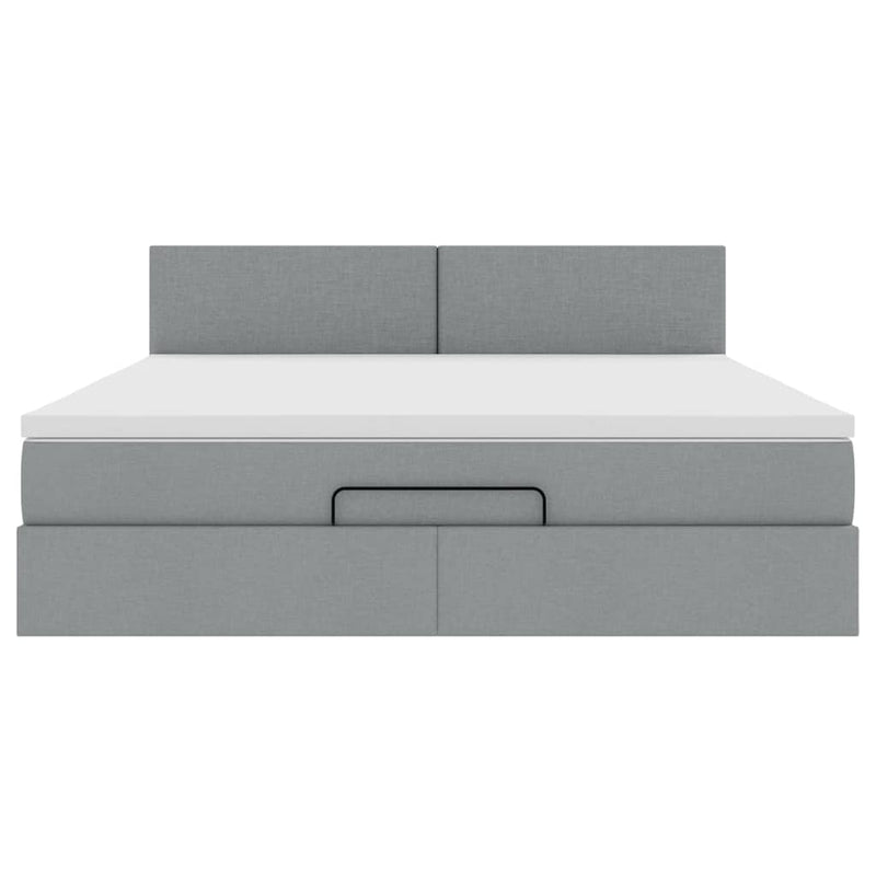 vidaXL Ottomán ágy matraccal világosszürke 160x200 cm szövet