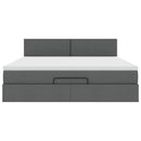 vidaXL Ottomán ágykeret matraccal sötét szürke 160x200 cm szövet