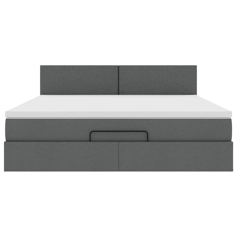 vidaXL Ottomán ágykeret matraccal sötét szürke 160x200 cm szövet