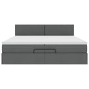 vidaXL Ottomán ágykeret matraccal sötétszürke 200x200 cm szövet
