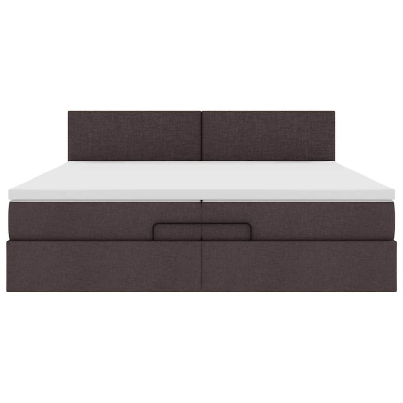 vidaXL Ottomán ágykeret matraccal sötétbarna 200x200 cm szövet