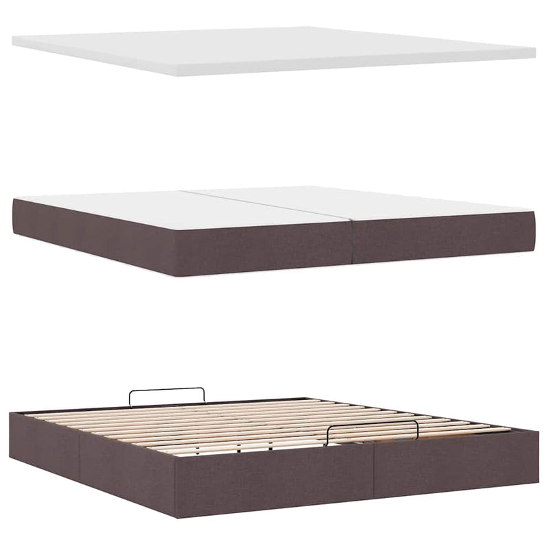 vidaXL Ottomán ágykeret matraccal sötétbarna 200x200 cm szövet
