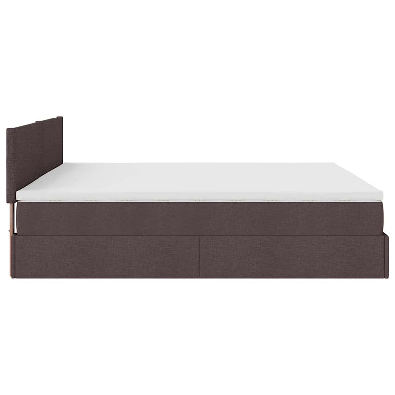 vidaXL Ottomán ágykeret matraccal sötétbarna 200x200 cm szövet