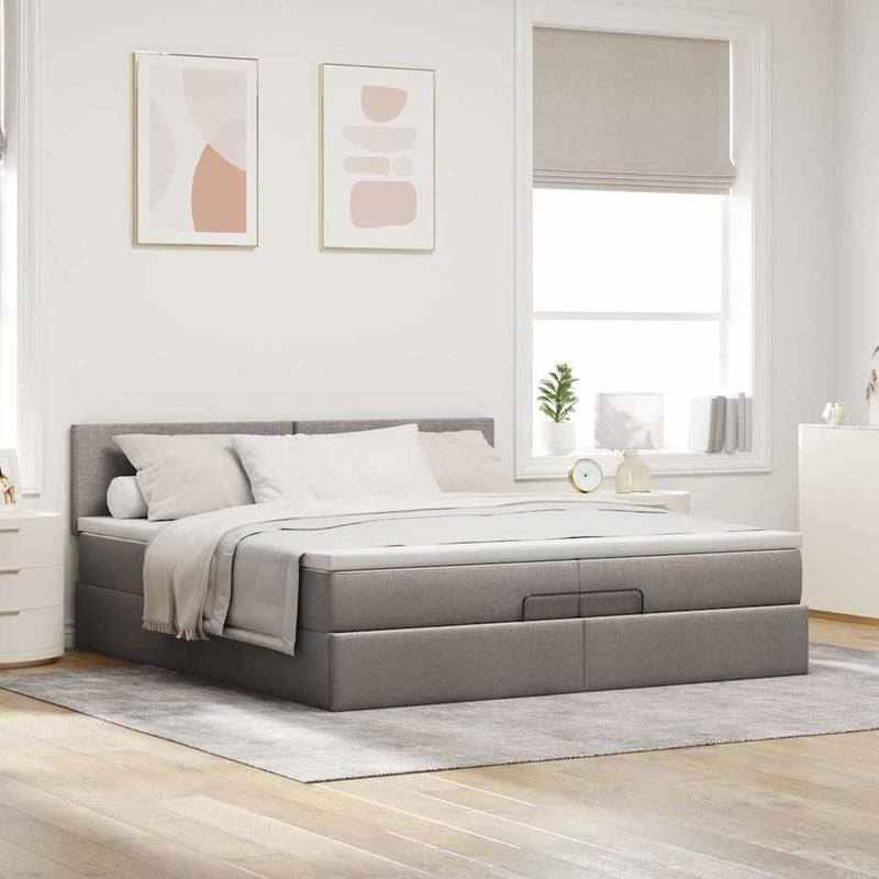 vidaXL Ottomán ágykeret matraccal tópszín 200x200 cm anyaggal