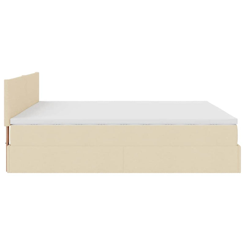 vidaXL Ottomán ágykeret matraccal krém 200x200 cm anyaggal