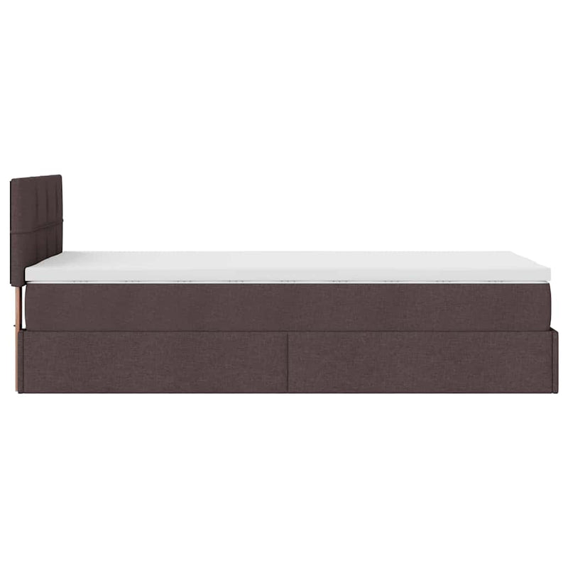 vidaXL Ottomán ágykeret matraccal sötétbarna 80x200cm szövet