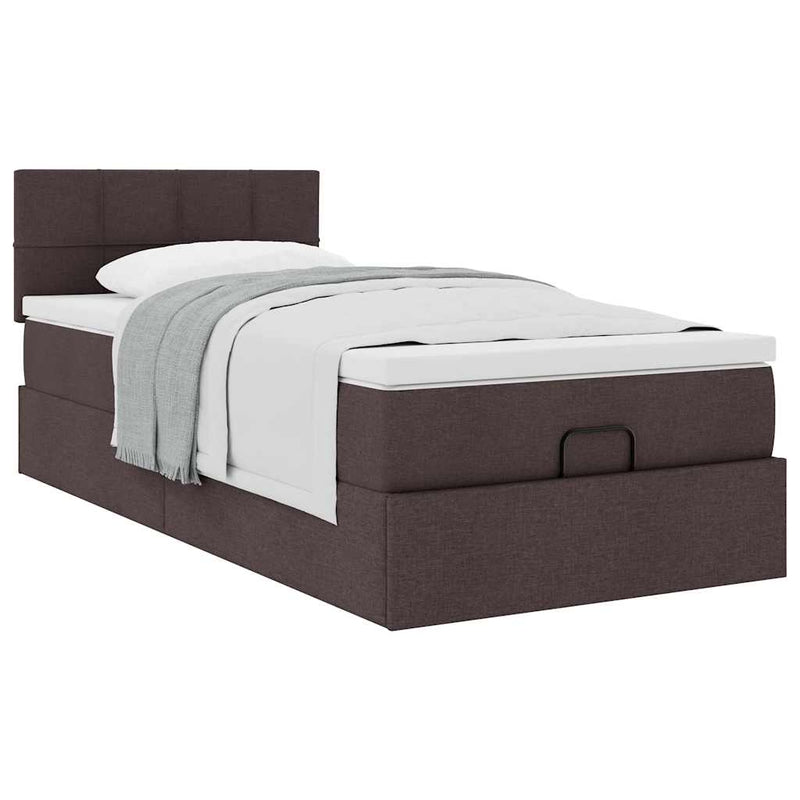 vidaXL Ottomán ágy matraccal sötétbarna 90x200 cm szövet