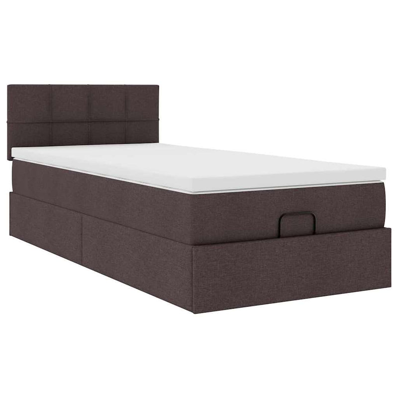 vidaXL Ottomán ágy matraccal sötétbarna 90x200 cm szövet