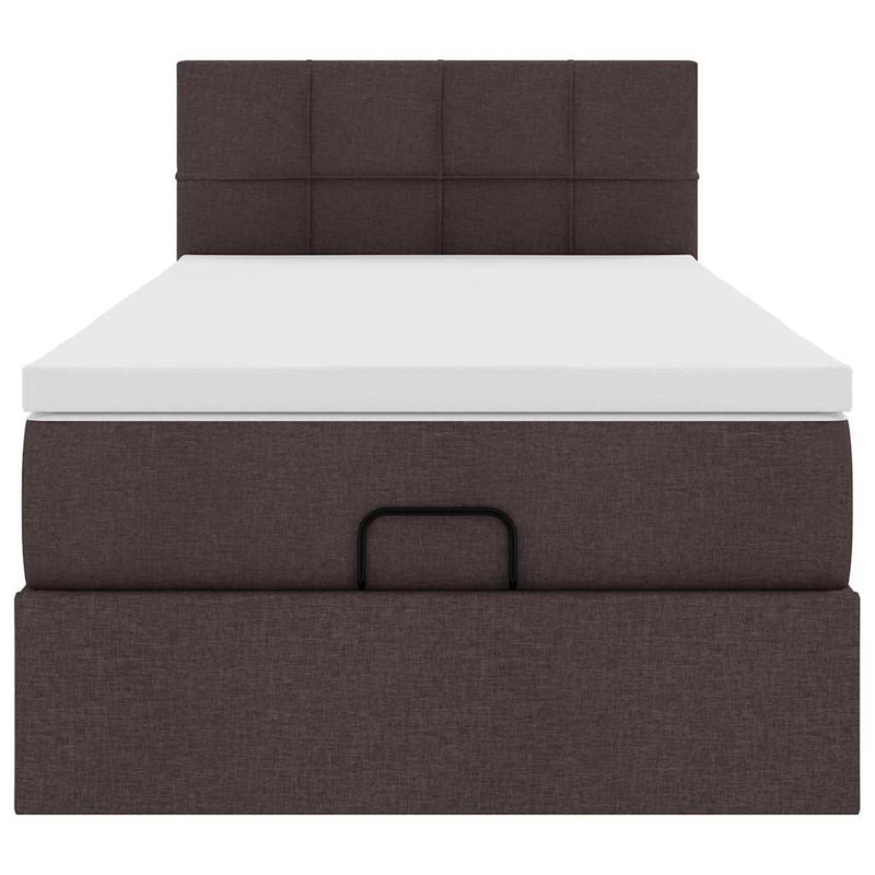 vidaXL Ottomán ágy matraccal sötétbarna 90x200 cm szövet