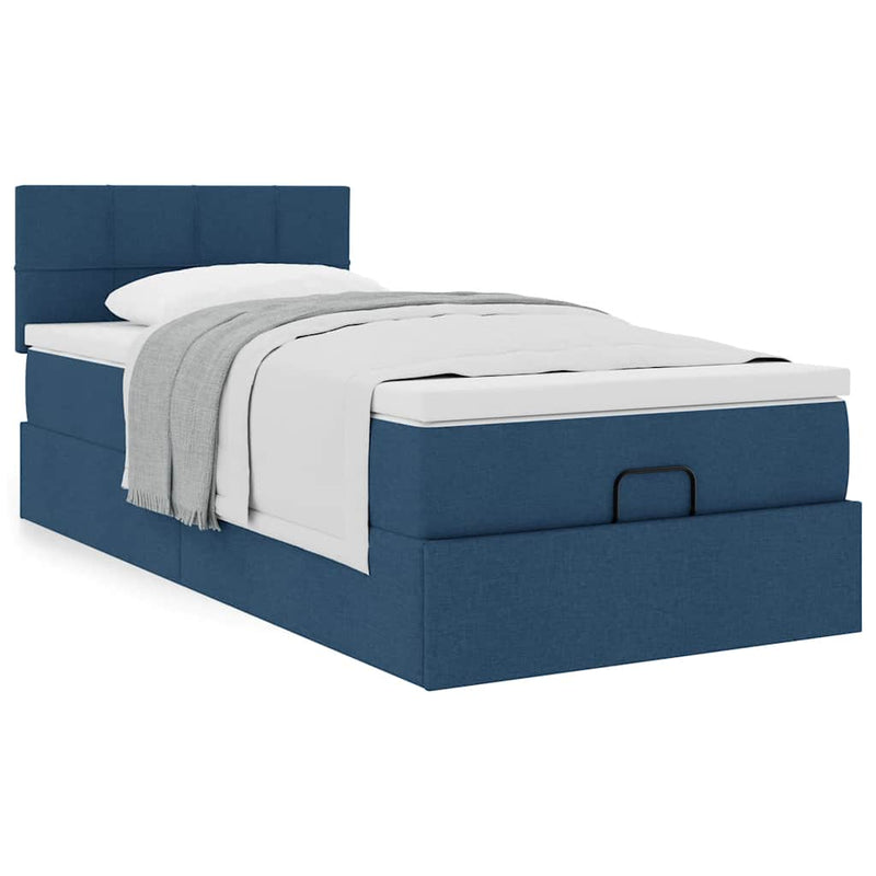 vidaXL Ottomán ágy matraccal kék 90x200 cm szövet