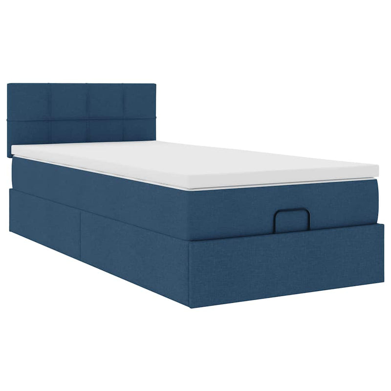 vidaXL Ottomán ágy matraccal kék 90x200 cm szövet