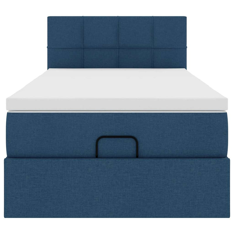 vidaXL Ottomán ágy matraccal kék 90x200 cm szövet