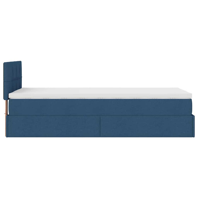 vidaXL Ottomán ágy matraccal kék 90x200 cm szövet