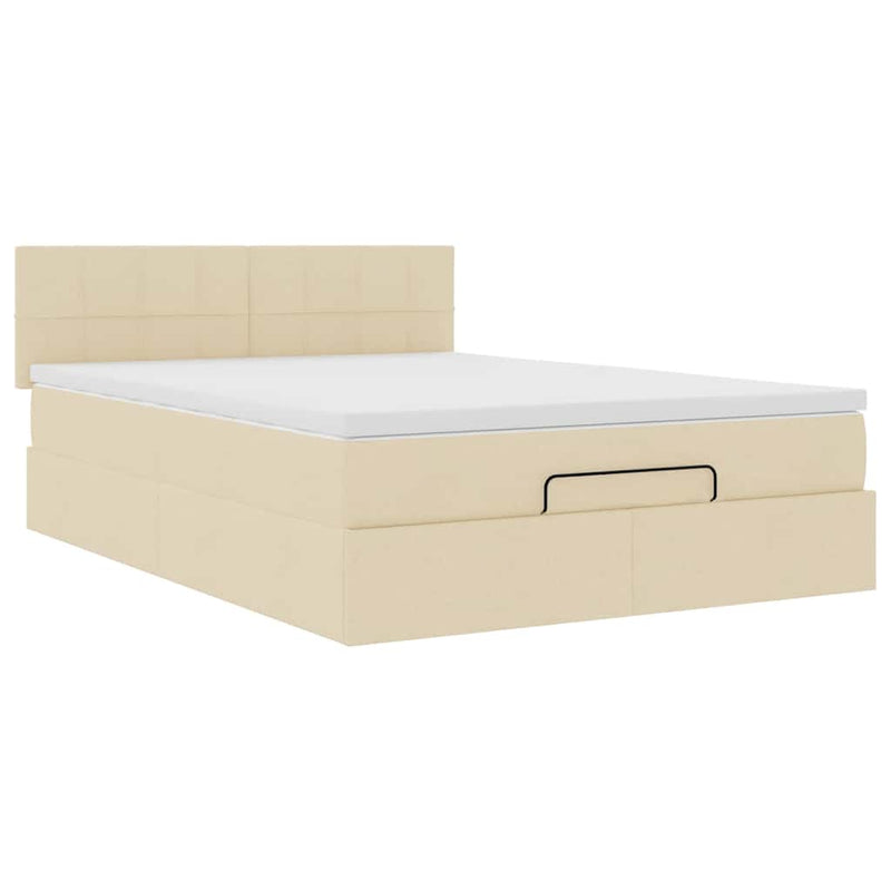 vidaXL Ottomán ágy matraccal krém 140x190 cm szövet
