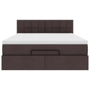 vidaXL Ottomán ágykeret matraccal sötétbarna 140x200cm szövet