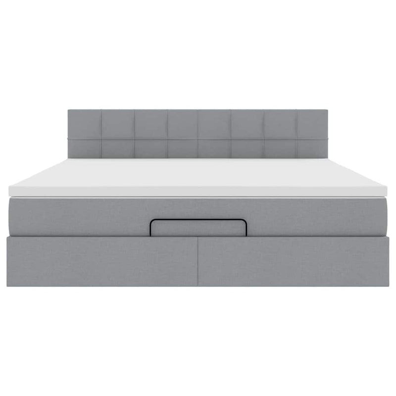 vidaXL Ottomán ágy matraccal világosszürke 160x200 cm szövet