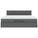 vidaXL Ottomán ágykeret matraccal sötét szürke 160x200 cm szövet
