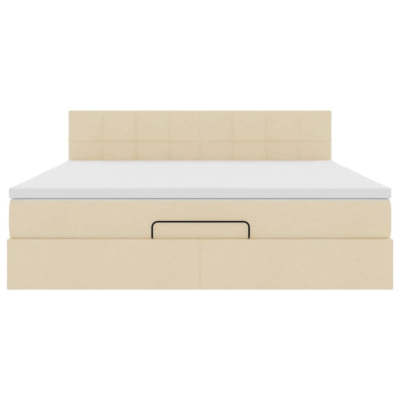 vidaXL Oszmán ágykeret matraccal krém 160x200cm szövet