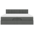 vidaXL Ottomán ágykeret matraccal sötétszürke 200x200 cm szövet