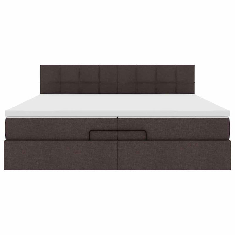 vidaXL Ottomán ágykeret matraccal sötétbarna 200x200 cm szövet